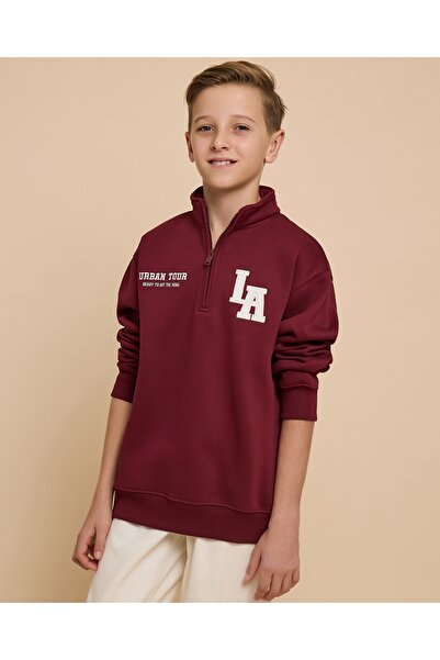 R&B Embroidered Sweatshirt With High Neck Ad Long Sleeves