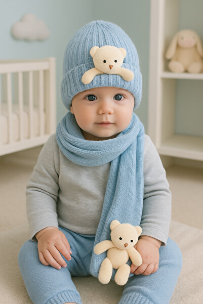 tinitins Knitwear Baby Boy Scarf Beanie Set of 2