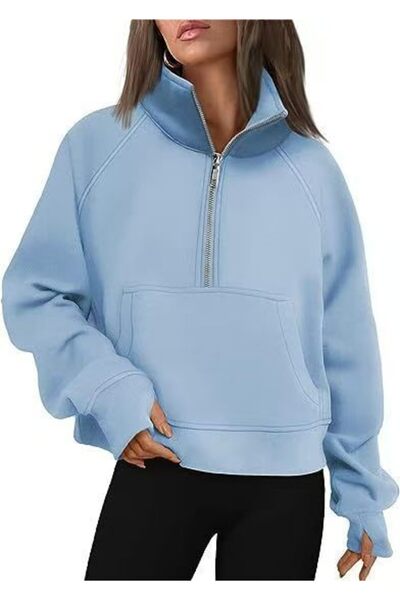 NO BRAND Women's pullover, short hooded, zippered, fleece lined, thickened, wit