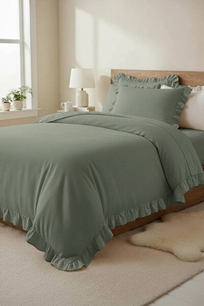 Sudemhome 100% Natural Cotton Single Ruffled Duvet Cover Set 160*220