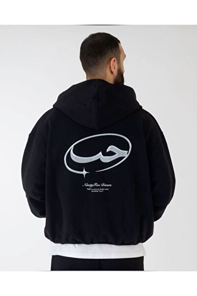 ZEMLİYA Black - Have a Good Mood Every Day Teddy Bear Printed Hoodie Zippered...