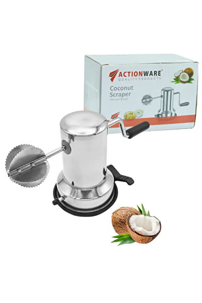 ACTIONWARE مبشرة جوز الهند من الفولاذ المقاوم للصدأ مع قاعدة شفط - فضي