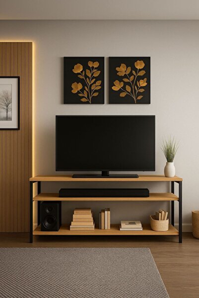 BRK Design Dekoratif Tv Ünitesi Ahşap Demir Ayaklı