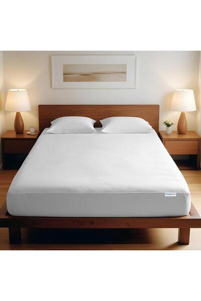 Generic Livenza Home Plain White 3-Piece Set - Fitted Sheet 160 x 200 cm with 2 Pillowcases (Queen)