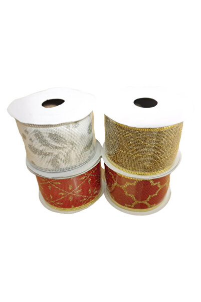 LUDIRO Set of 4 Decorative Christmas Ribbons, Width 5.0 cm, Length 2.5 m, Multicolor