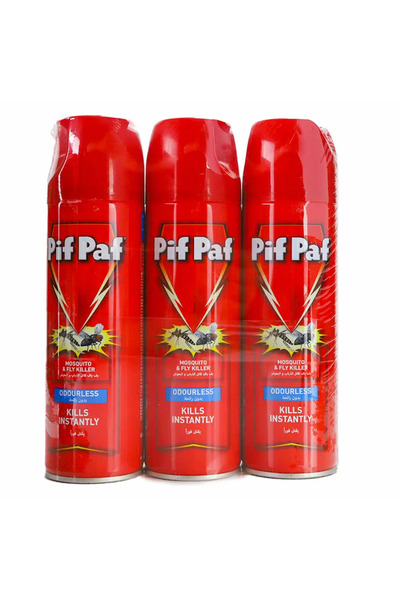 Pif Paf بخاخ باور جارد لقتل البعوض والذباب، يقضي على الفور، 3 × 300 مل