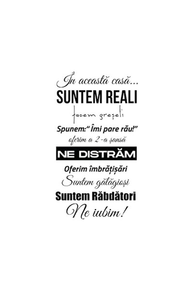 Oracal Autocolant decorativ de perete „În această casă...”, 86×47 cm, Negru,