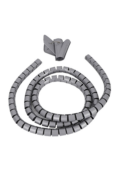 Lawazim Coiled Cable Sleeve 1.5m 22mm - Flexible Wire Organizer Gray