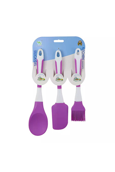 Kovar ملاعق خبز سيليكون مقاومة للحرارة وفرشاة زيت، طقم ملاعق طهي - بنفسجي