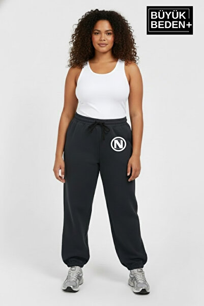 Superlife Women's Plus Size N Logo Elasticated Leg Casual Fit Jogger Slim Sweatpants Spr26Beak951-4