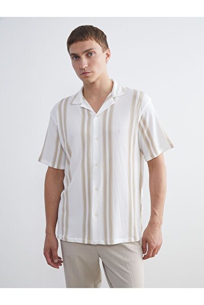 LC Waikiki Lcw Vision Regular Fit Short Sleeve Striped Dobby Men's Shirt