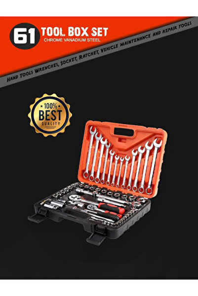 Generic 61 Pcs 1/2 Inch Drive Socket Wrench Set CR-V Steel for Car Mechanic Home Auto Repair