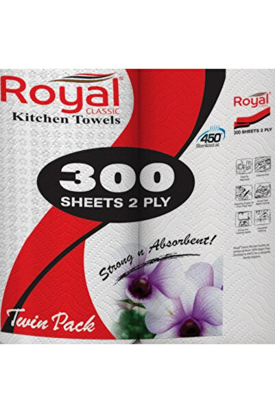 Royal Kitchen Towel, Strong and Absorbent Tissue Rolls with 2 Ply, 300 Sheets