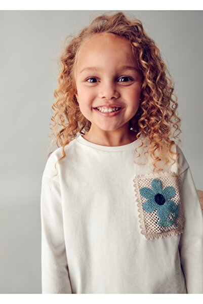 MAYORAL Girl's Embroidered Long Sleeve T-Shirt Cream 4004