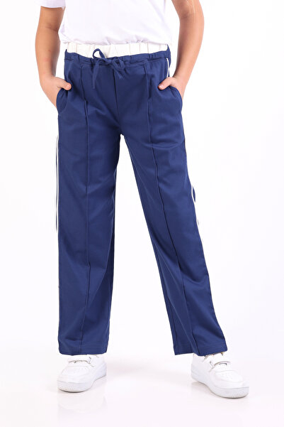 Pafim بنطلون بناتي بخصر مطاطي مع جيوب، بنطلون أطفال كيل حواف أسطوانية للمناسبات اليومية والمناسبات الخاصة من عمر 7-14 سنة