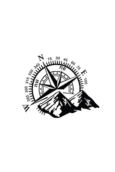 Oracal Set de 2 stickere auto „Compass” - Busolă și Munți, 27x23 cm, Alb