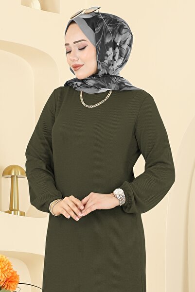 ModaMerve Bisiklet Yaka Burgu Takım 4136PM271-MS Haki