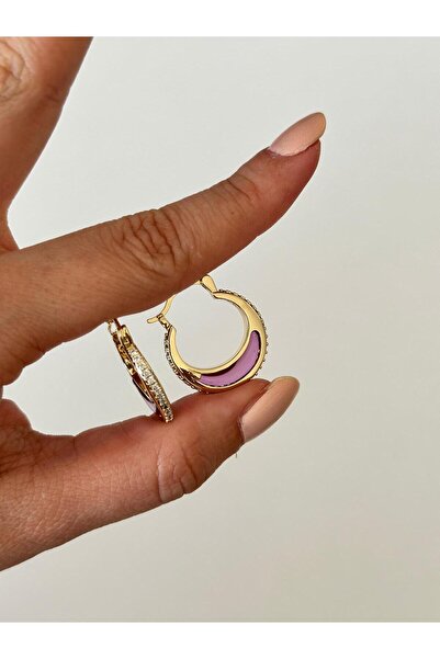 Charmist 14K Çelik Üzeri Altın Kaplama Zirkon Taşlı Küpe