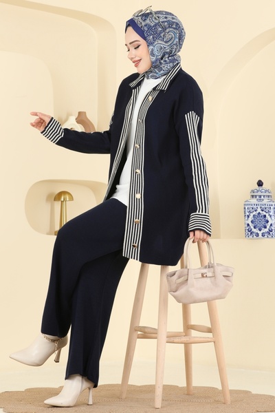 ModaMerve Şerit Detaylı Triko Takım 0690KLB1050-MS Laci