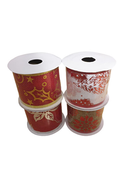 LUDIRO Set of 4 Christmas Decorative Ribbons, Width 6.0 cm, Length 2.5 m, Multicolor