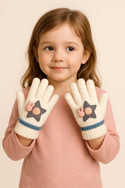 gigigiyim Yıldız Desenli Örme Kız Çocuk Eldiven