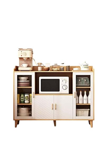 EXPERT خزانة زاوية قهوة لغرفة المعيشة أو المكتب مع أبواب وأدراج وحامل ميكروويف