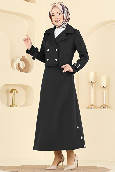 ModaMerve Manşeti Kemerli Scuba Takım 2777SL432-MS Siyah