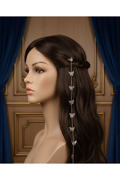 Shiklik Accesoriu de păr elegant pentru femei, cu lanț în formă de fluture