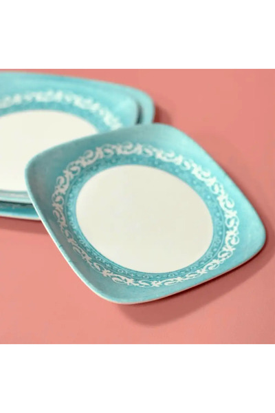 SARVAH Melamine 7.75 Inch Coring Ware Floral Designed Square Plate (Single Pi...