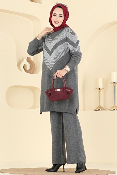 ModaMerve Zikzak Desen Triko Takım 2767AYD574-MS Antrasit