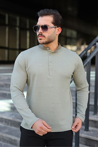 masso Pulover pentru bărbați din material reiat țesături cu guler și nasturi
