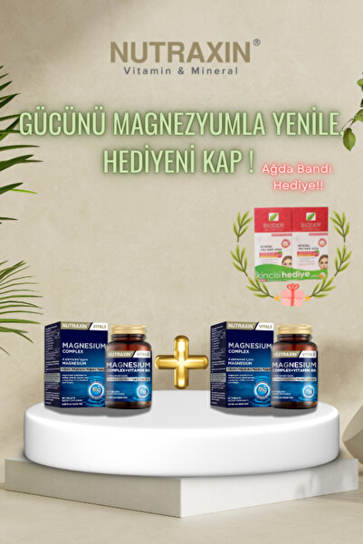 Nutraxin Magnezyum Takviyesi 2’li Set + Ağda Bandı Hediye | Orijinal Ürün : P...