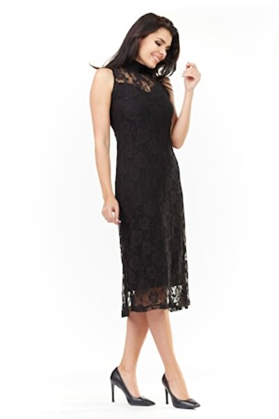 Awama - Women's Dress, Polyester, Black, A203