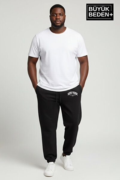 Superlife Men's Plus Size New York Printed Leg Elasticated Relaxed Fit Jogger...