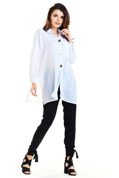Awama A263 Long Shirt, Polyester, White, L-XL