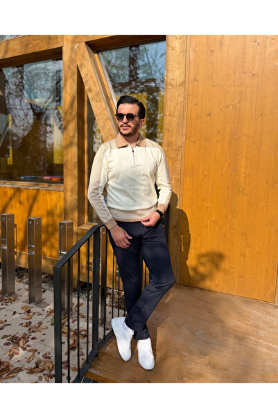 Avni Ceylan Half Zip Polo Neck Knitwear Sweater