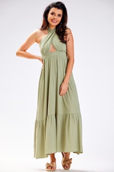 Awama - Rochie de damă din viscoză A583 - Verde