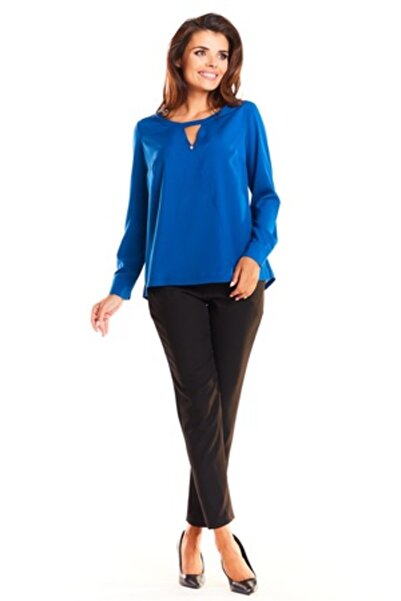 Awama - Cămașă A251 pentru femei, Poliester, Albastru, S INTL