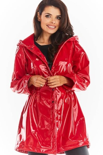 Awama Long Hooded Jacket, Polyester, Red, L-XL