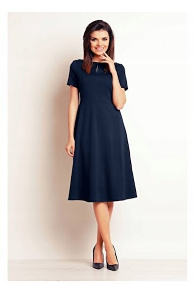 OEM Midi Dress, Size S, Elegant Style, Structured Knit, Navy