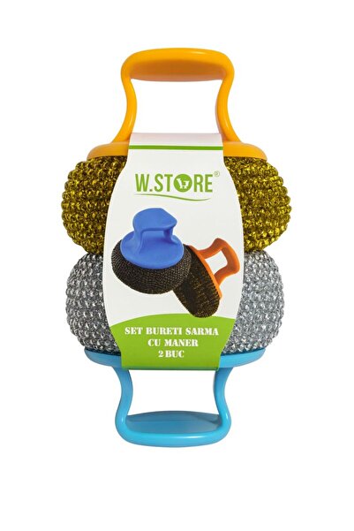 OEM W.Store wire sponge set with handle – 2 pcs, efficient cleaning without e...