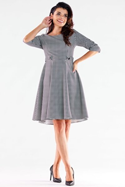 Awama Rochie scurtă cu mânecă trei sferturi, Elegant A520 - Alb/Negru