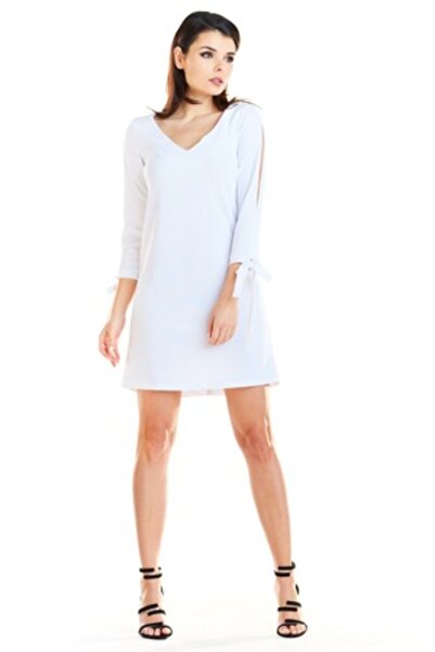 Awama Women's Dress, Polyester, White, A257