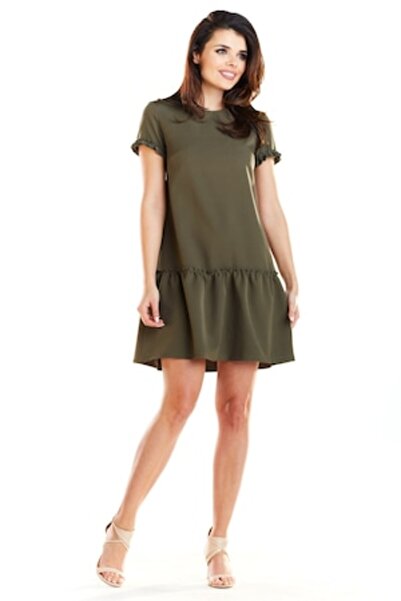 Awama Women's Dress Polyester Khaki A273