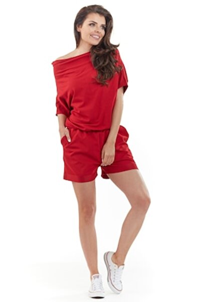 Awama salopetă de damă, bumbac/poliester, roșie