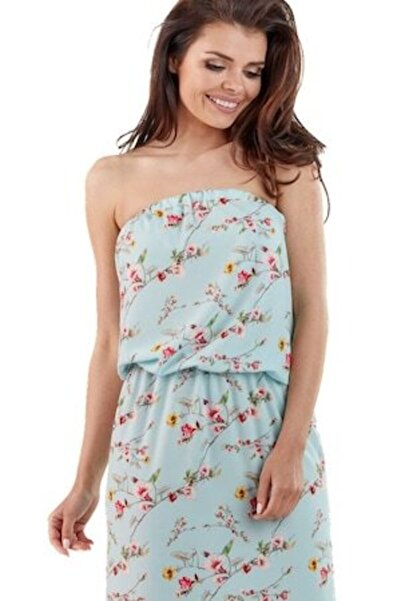 Awama Lynene women's floral dress, sky blue, S