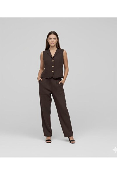 Rabiossa Women's Imported Linen Vest Suit