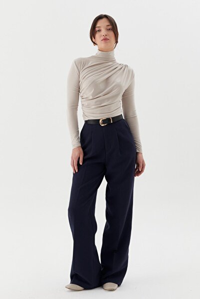 Shopping Shop Bluză plisată pe umăr și talie BEJ