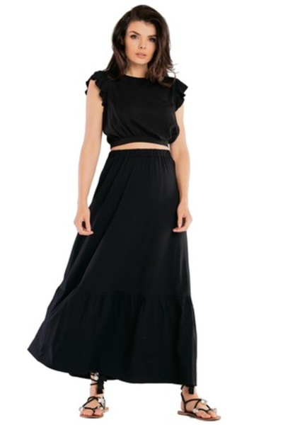 Awama Women's Open-Back Blouse, Black, Size S-M