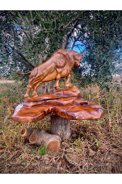 atasoy home & garden Ahşap Boğa Heykeli Biblo